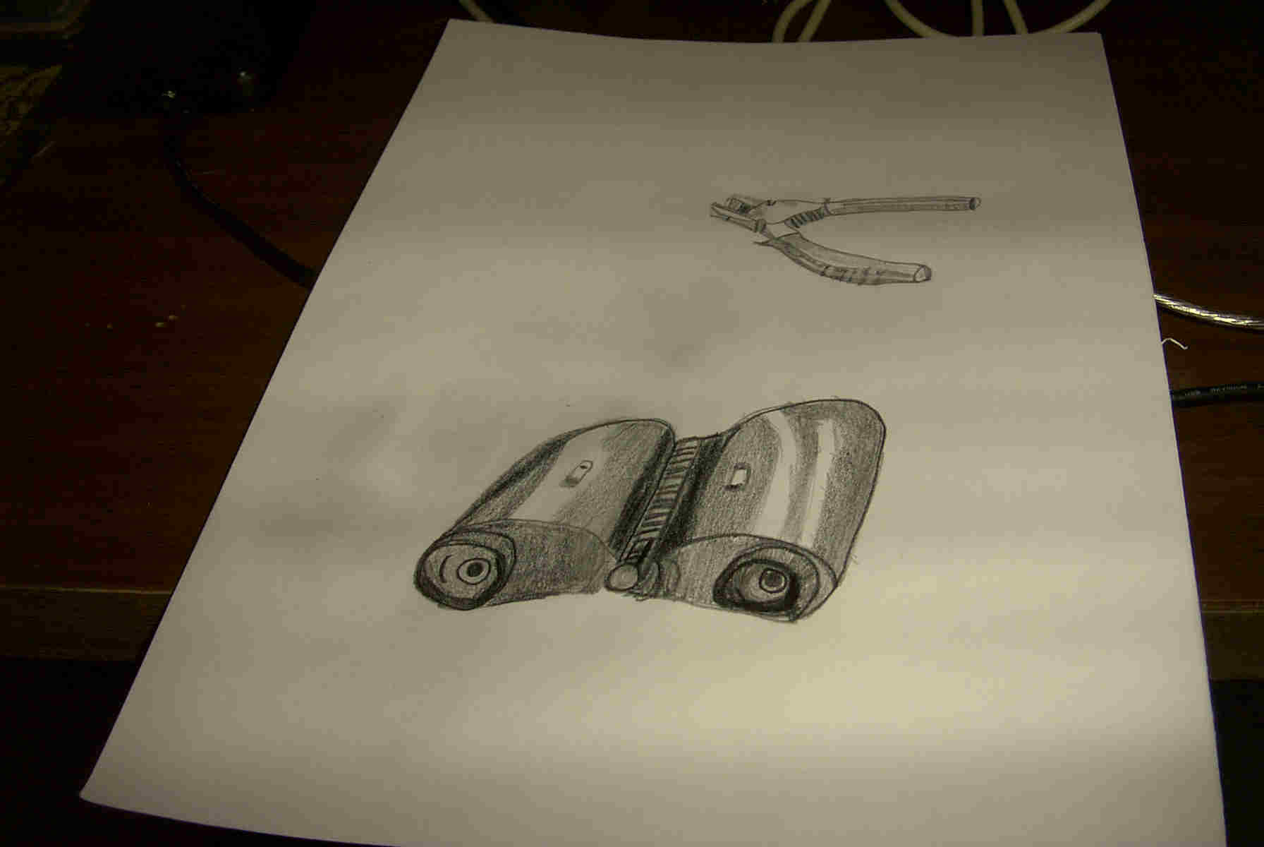 Pliers and Binoculars drawing